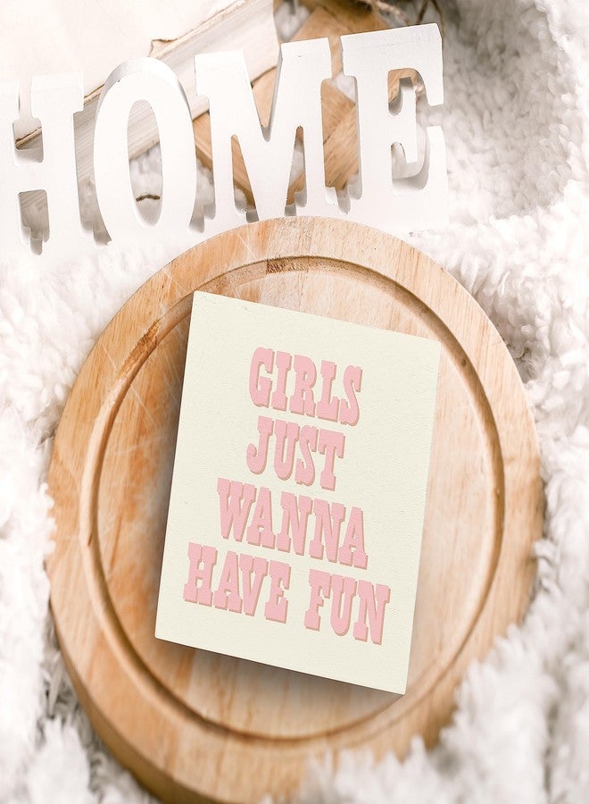 SRADMO Girls Just Wanna Have Fun Pink Wood Box Sign Desk Decor,Inspirational Preppy Wooden Block Box Sign Decoration for Girls Room Dorm Shelf Table Decor - Image 5